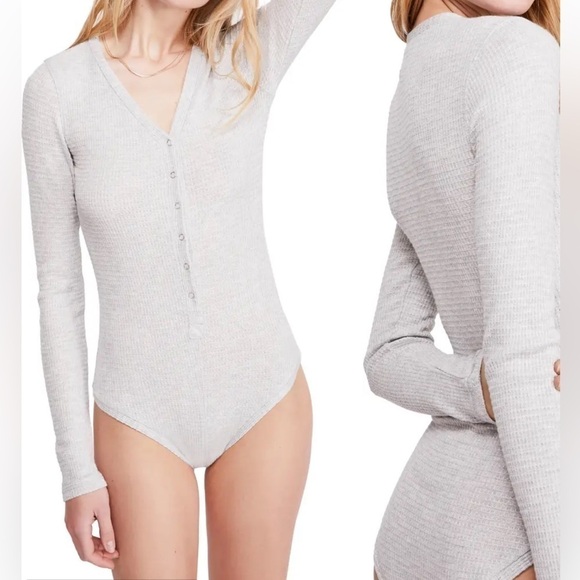 Free people Keep Your Cool Thermal waffle Knit Bodysuit - Picture 1 of 11